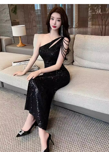 Evarisluxe Épaule Nue White Luxury Dress