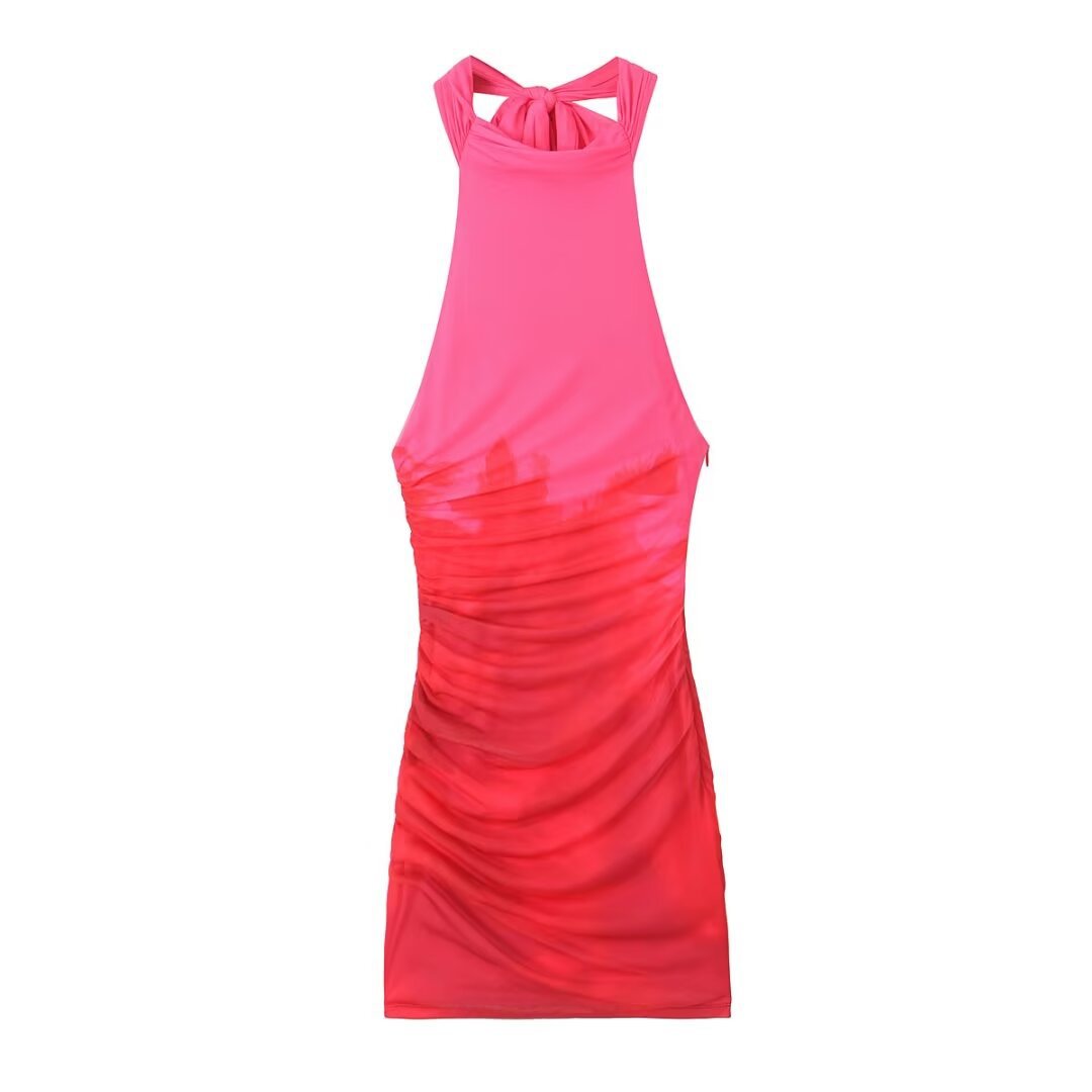 Spring Fashion Women's Printed Backless Dress