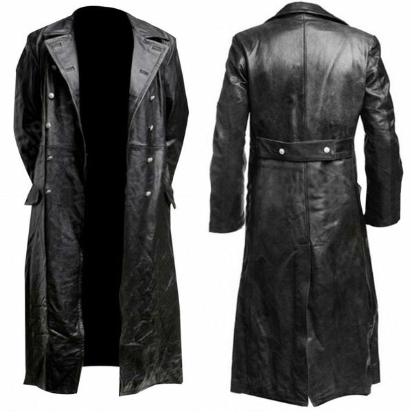 Retro Leather Medieval Trench Coat for Men (Autumn/Winter)