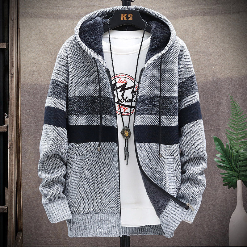 Men's Hooded Fleece Cardigan - Trendy Autumn Jacket