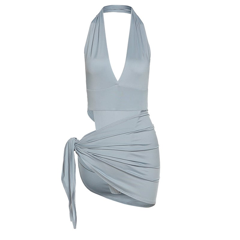 Summer Women's Sexy V-neck Halter Dress