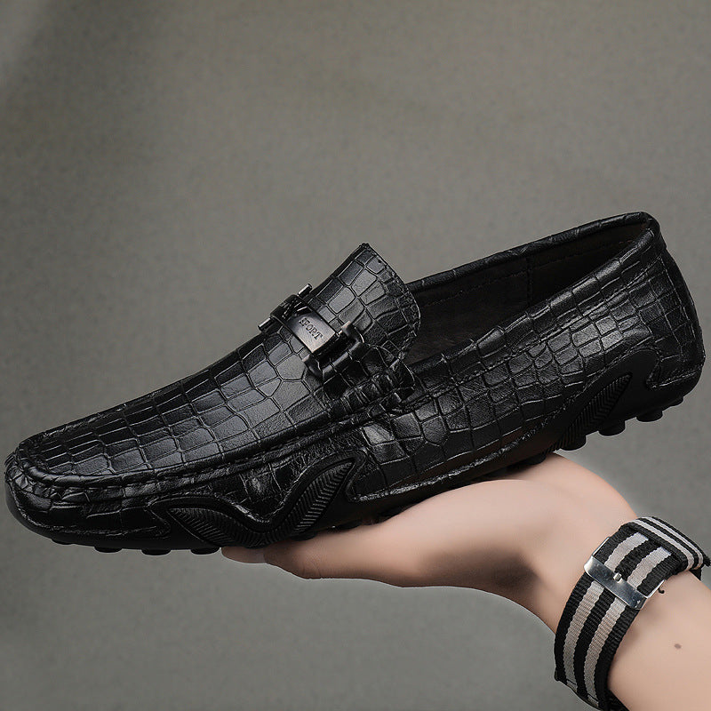 New Crocodile Pattern Leather Driving Loafers (Breathable)