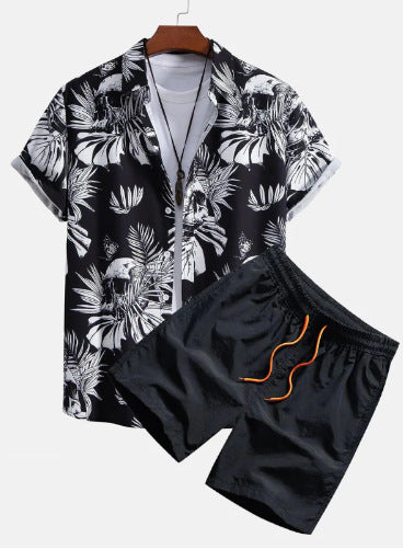 Men's Casual 3D Printed Hawaiian Shirt and Shorts Set
