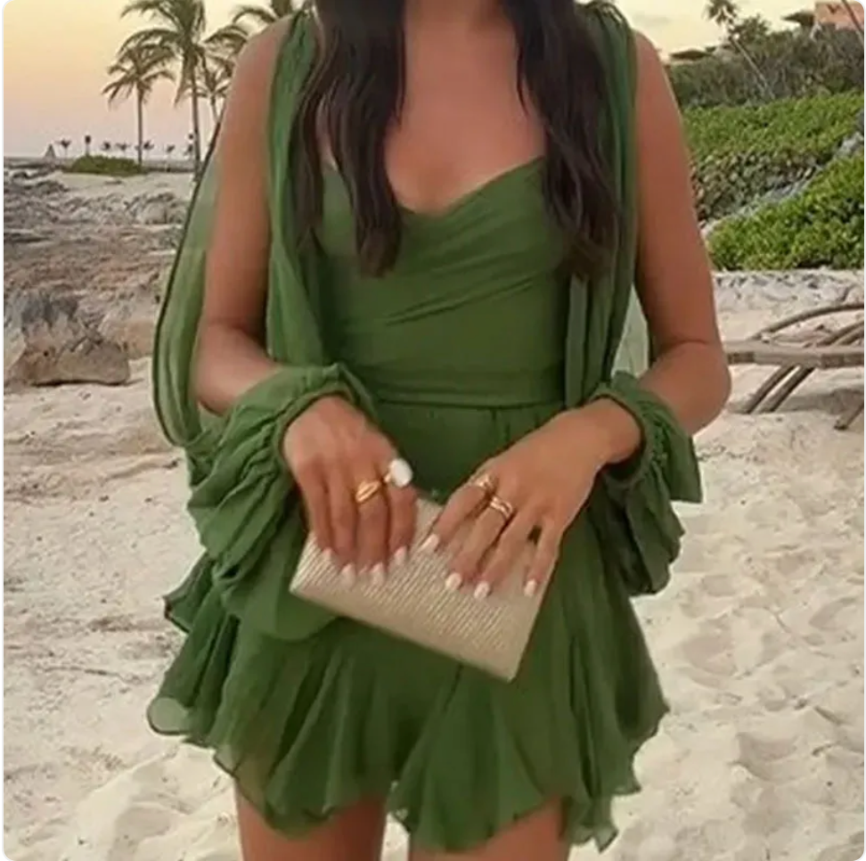 Elegant Mesh Long-Sleeve Backless Mini Dress